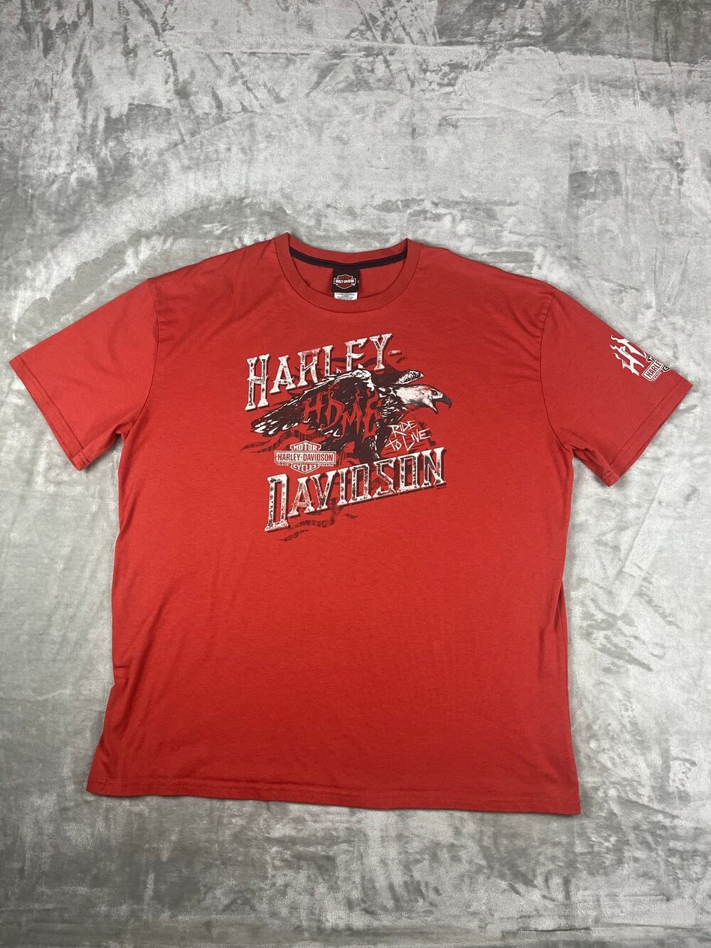 Harley Davidson Motorcycles Ride to Live  Red Mens T-Shirt 2XL